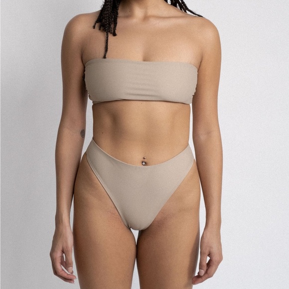 AEXAE Bandeau top and High Rise Thong bikini in Caramel - Picture 5 of 5